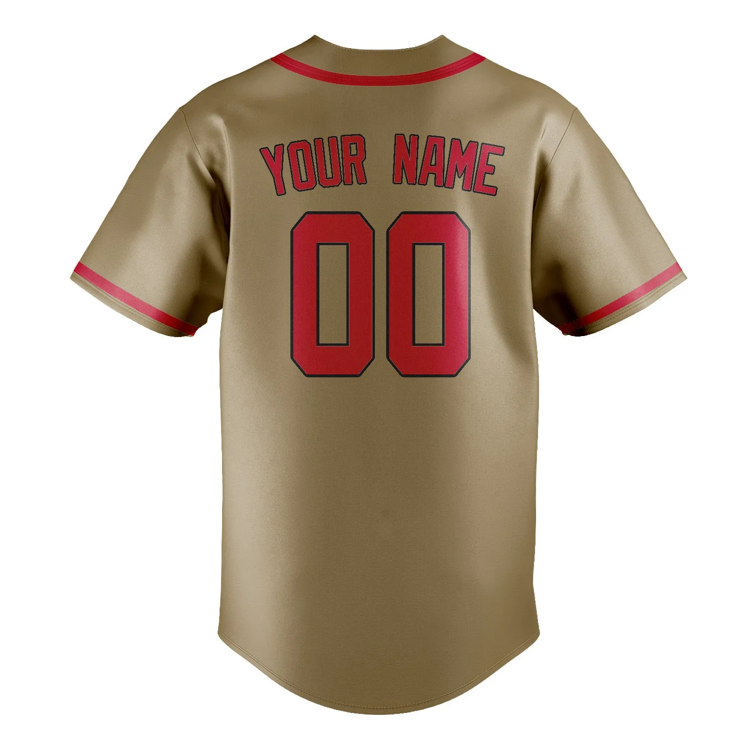 Custom Light Khaki Red Baseball Jersey sold by Tailorly product image thumbnail 3