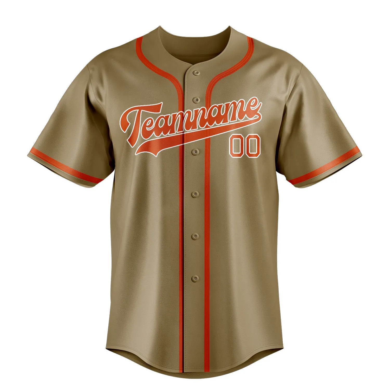 Custom Light Khaki Orange Red Baseball Jersey sold by Tailorly product image thumbnail 2