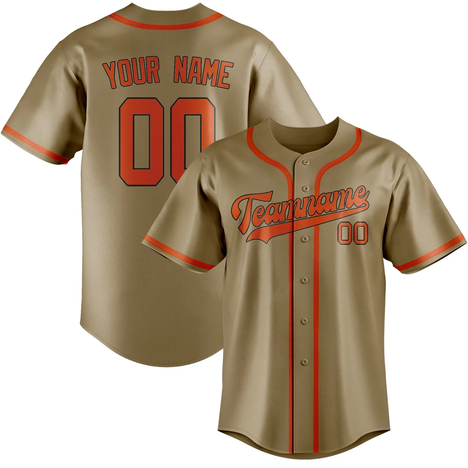 Custom Light Khaki Orange Red Baseball Jersey sold by Tailorly