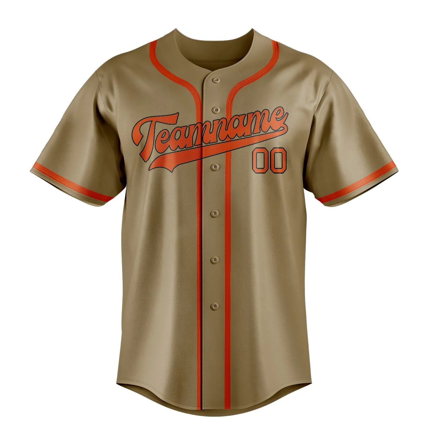 Custom Light Khaki Orange Red Baseball Jersey sold by Tailorly product image thumbnail 2