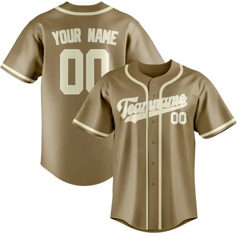 Custom Light Khaki Cream Baseball Jersey made by Tailorly