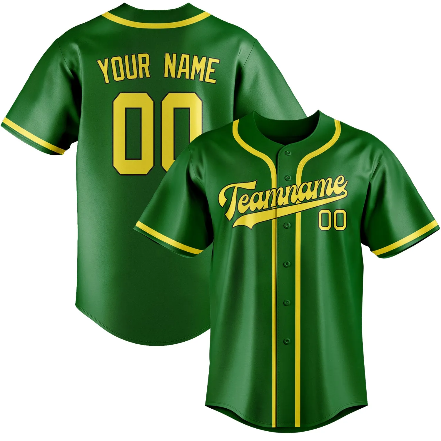 Custom Emerald Green Light Yellow Baseball Jersey sold by Tailorly