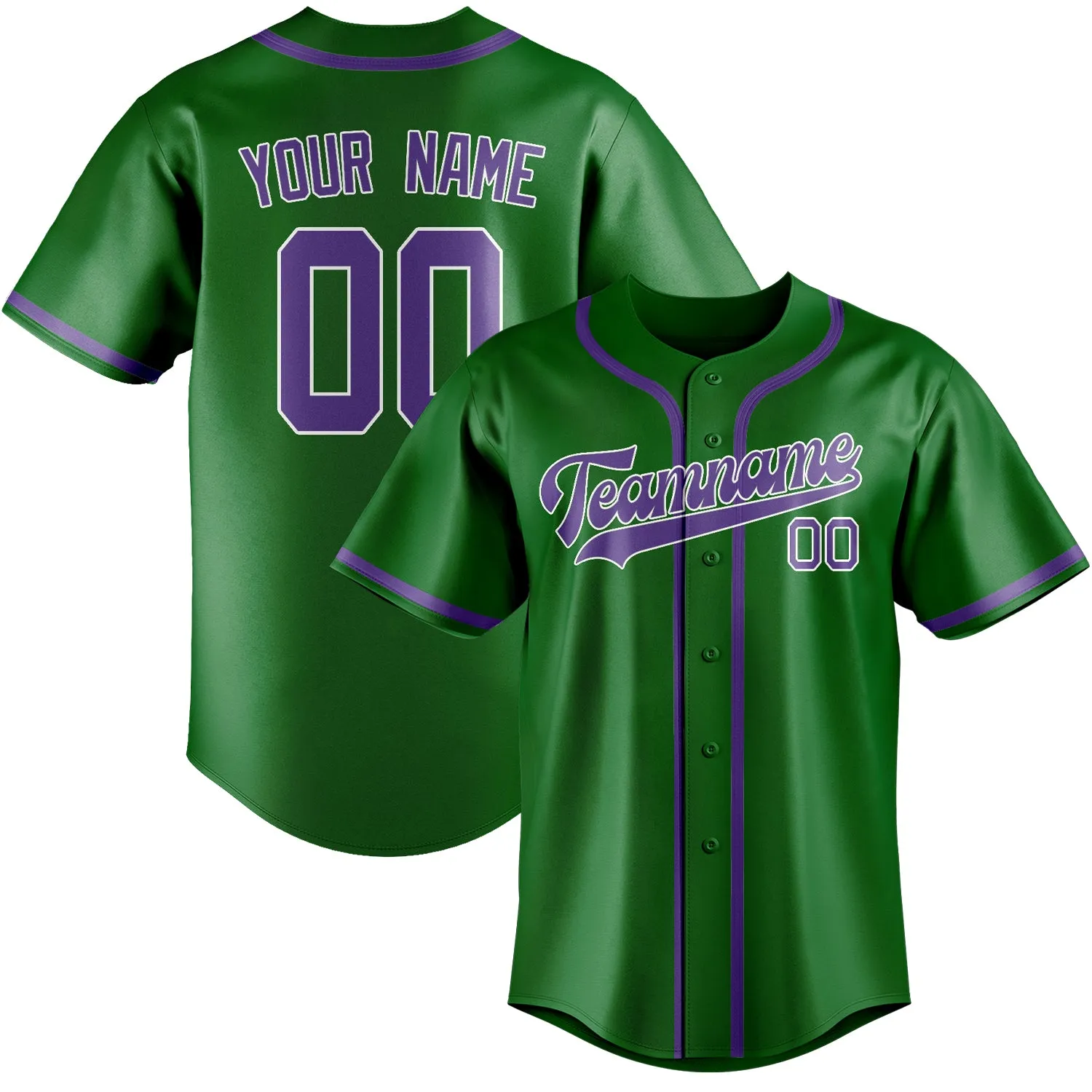 Custom Emerald Green Light Purple Baseball Jersey sold by Tailorly