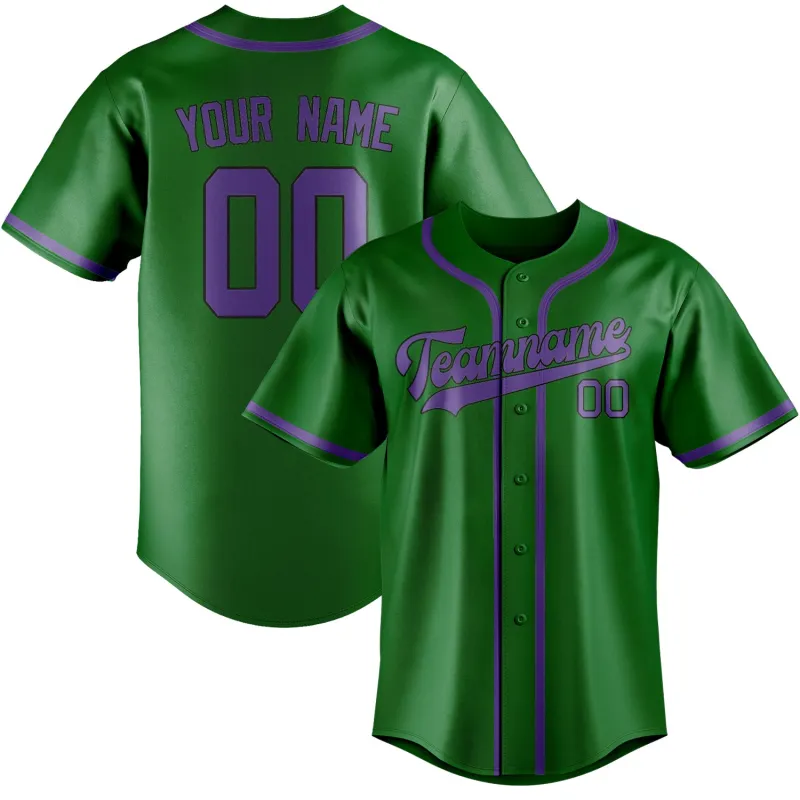 Custom Emerald Green Light Purple Baseball Jersey made by Tailorly