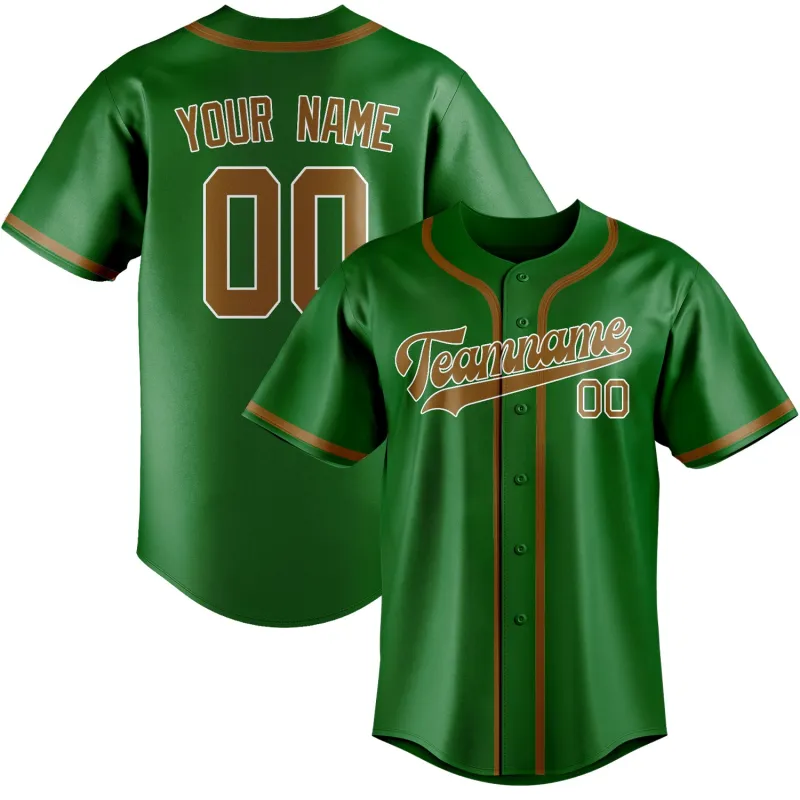 Custom Emerald Green Khaki Baseball Jersey made by Tailorly