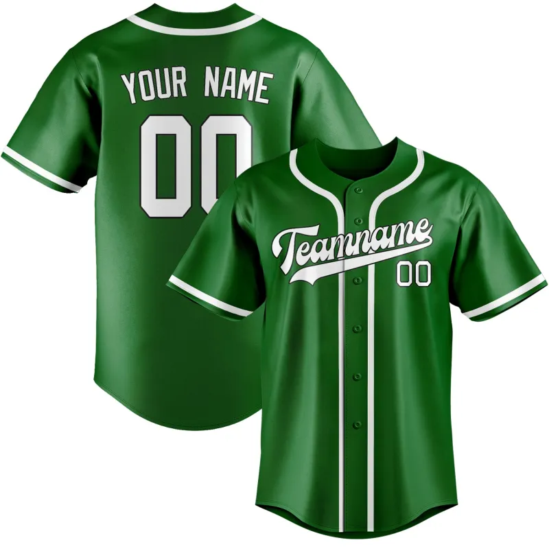 Custom Emerald Green White Baseball Jersey made by Tailorly