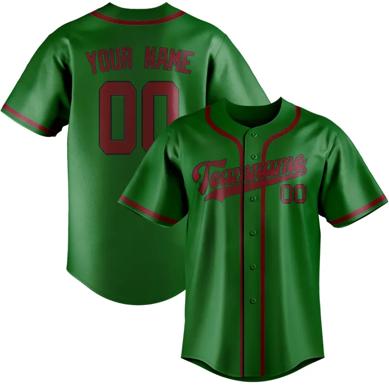 Custom Emerald Green Crimson Red Baseball Jersey made by Tailorly