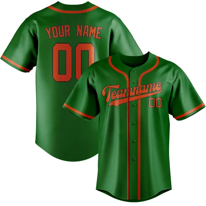 Custom Emerald Green Orange Red Baseball Jersey made by Tailorly