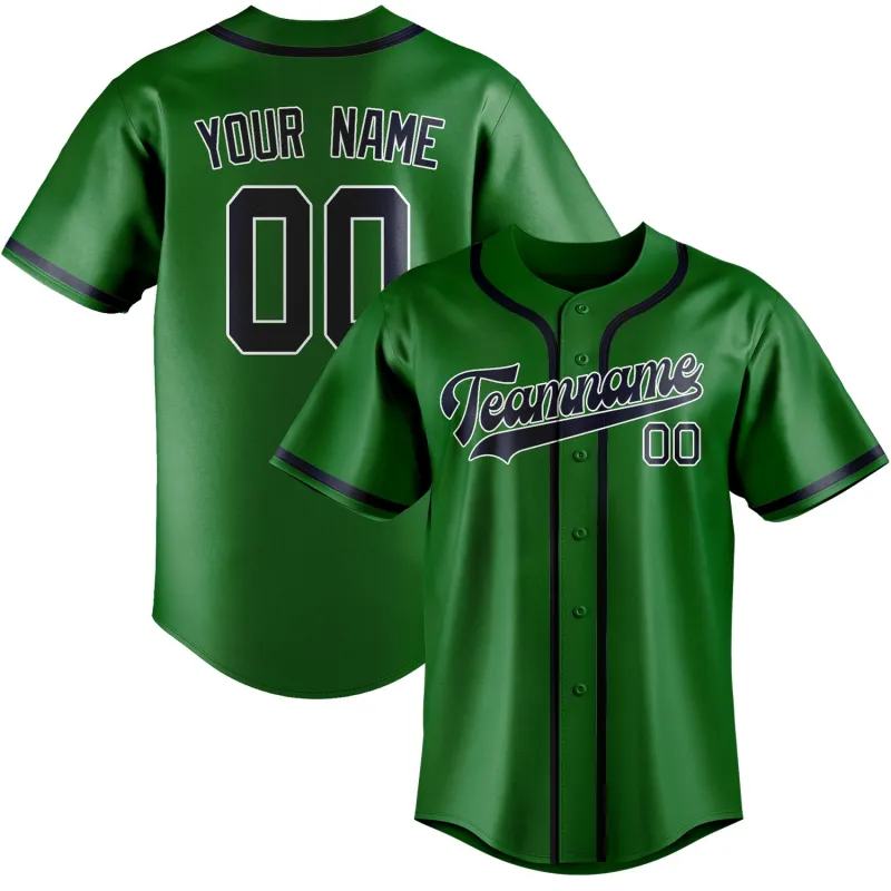 Custom Emerald Green Navy Baseball Jersey made by Tailorly