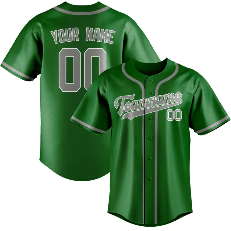 Custom Emerald Green Gray Baseball Jersey made by Tailorly