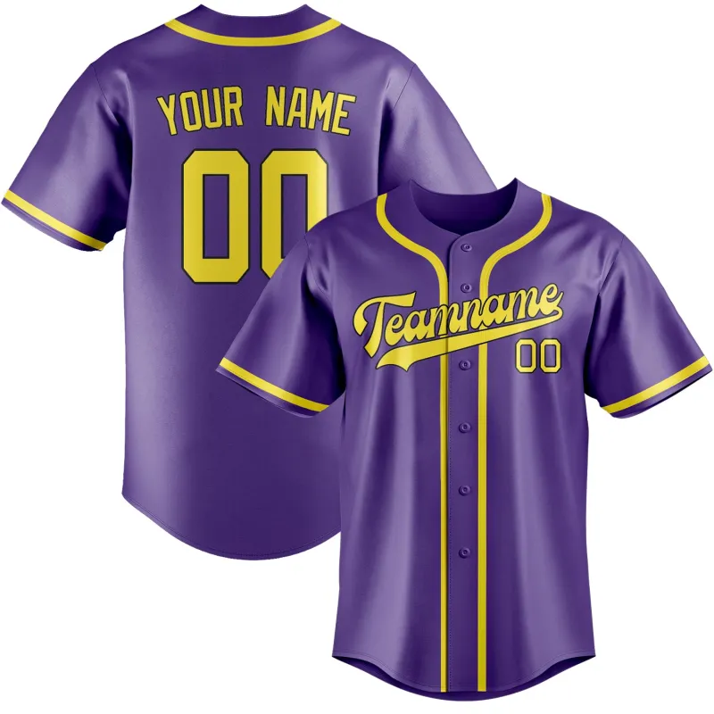 Custom Light Purple Light Yellow Baseball Jersey made by Tailorly