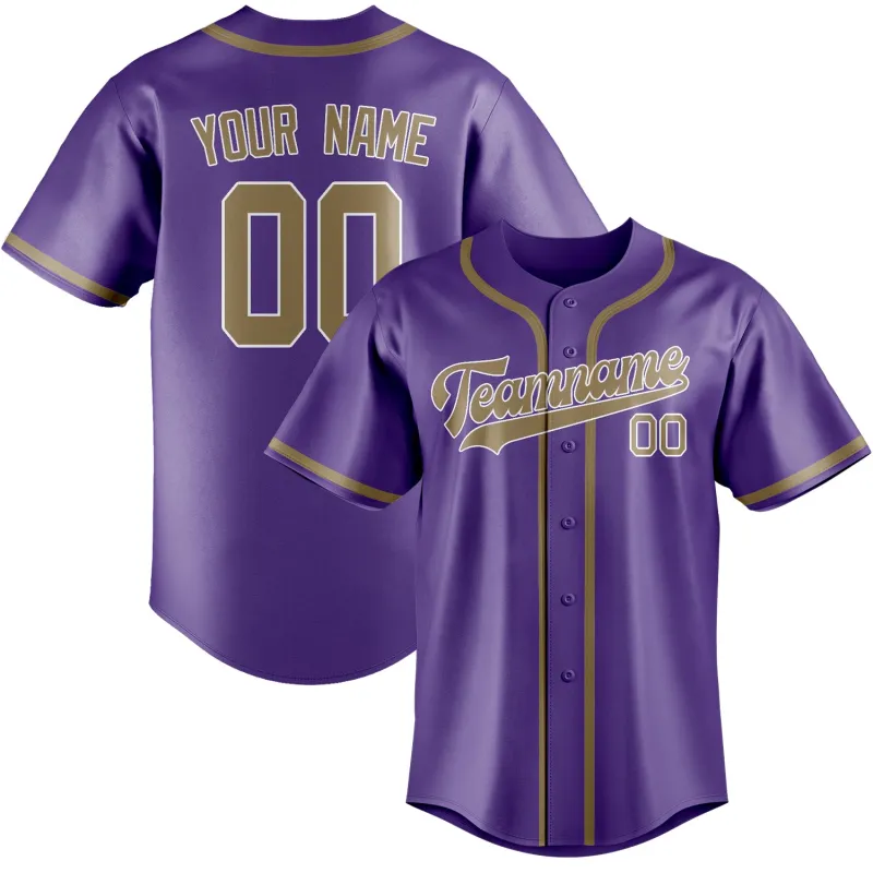 Custom Light Purple Light Khaki Baseball Jersey made by Tailorly
