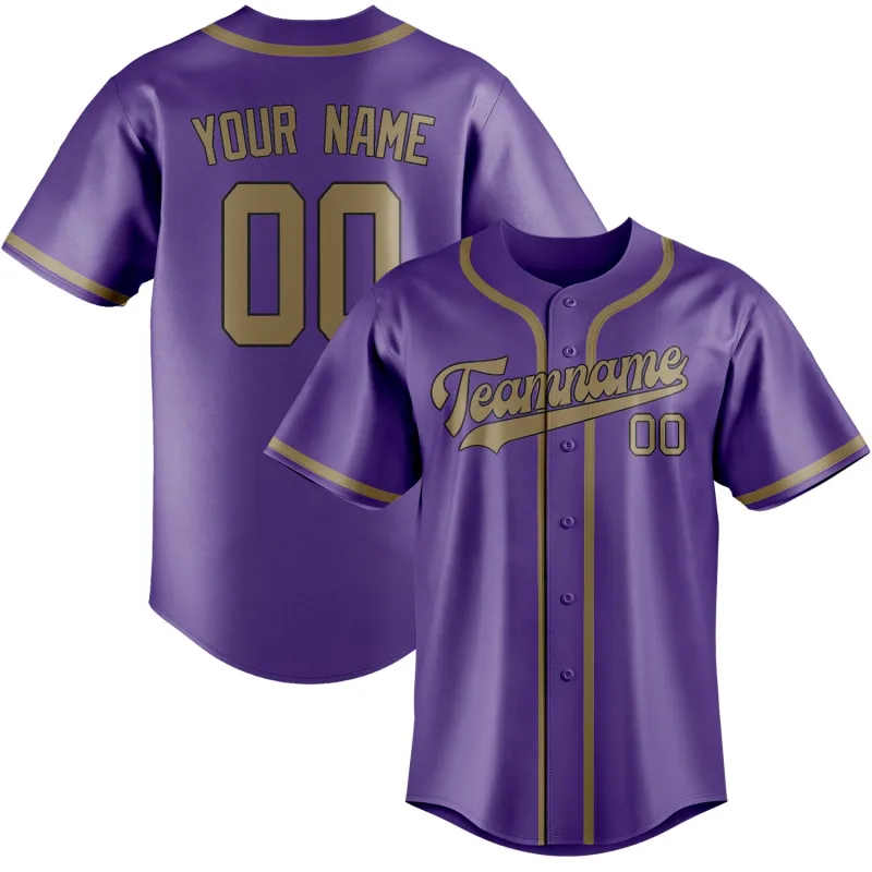 Custom Light Purple Light Khaki Baseball Jersey made by Tailorly