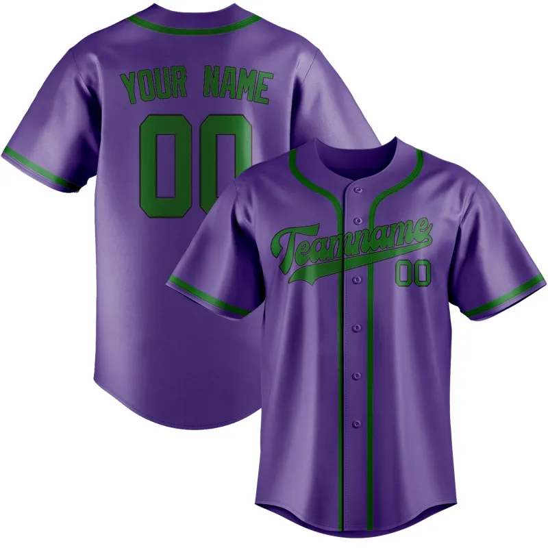 Custom Light Purple Emerald Green Baseball Jersey made by Tailorly