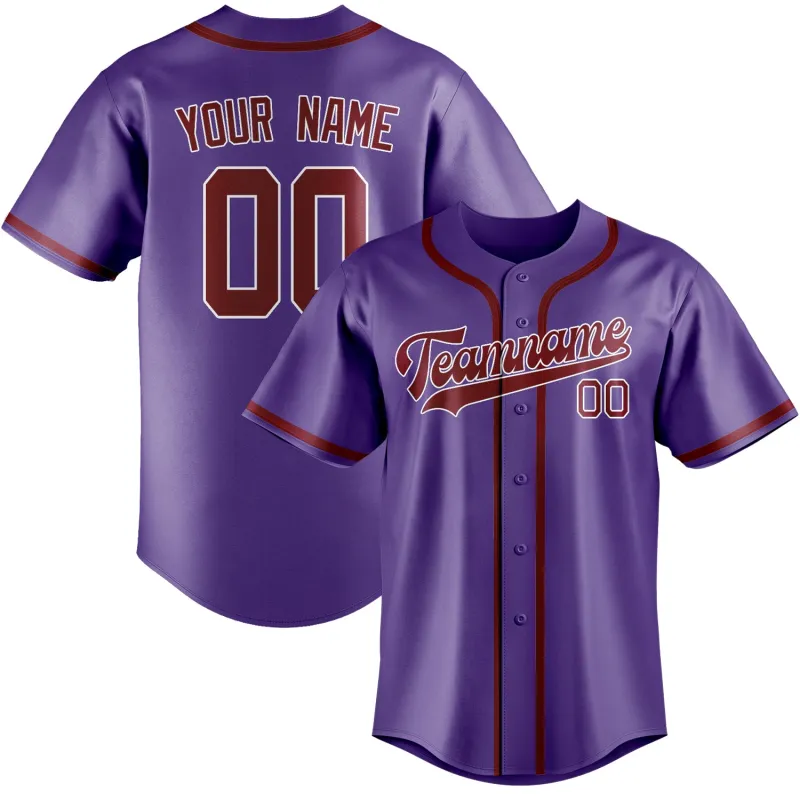 Custom Light Purple Crimson Red Baseball Jersey made by Tailorly