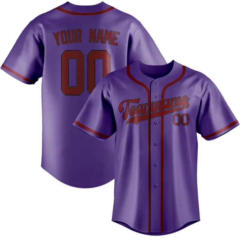 Custom Light Purple Crimson Red Baseball Jersey made by Tailorly
