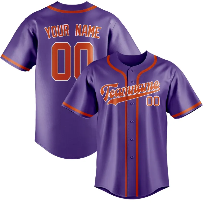 Custom Light Purple Orange Red Baseball Jersey made by Tailorly