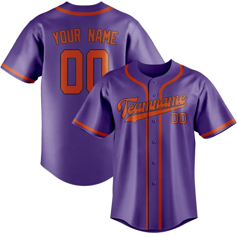 Custom Light Purple Orange Red Baseball Jersey made by Tailorly