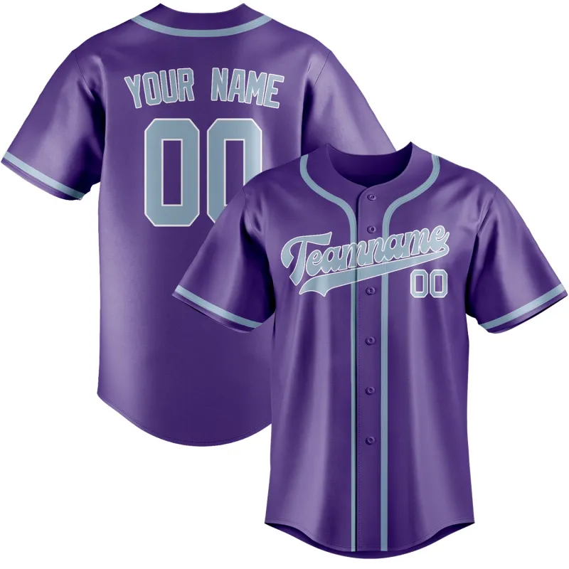 Custom Light Purple Light Blue Baseball Jersey made by Tailorly