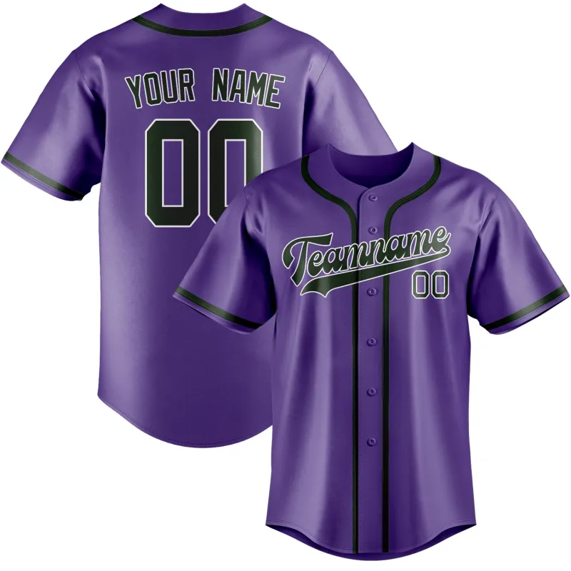 Custom Light Purple Dark Green Baseball Jersey made by Tailorly