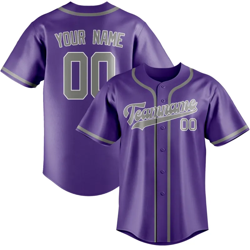Custom Light Purple Gray Baseball Jersey made by Tailorly