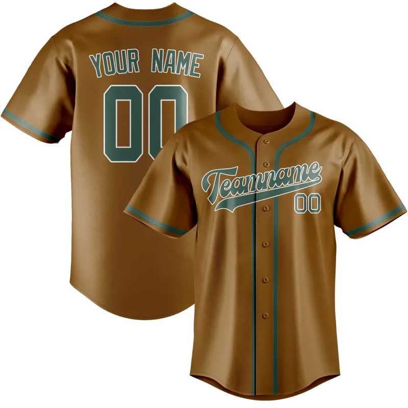 Custom Khaki Blue Green Baseball Jersey made by Tailorly