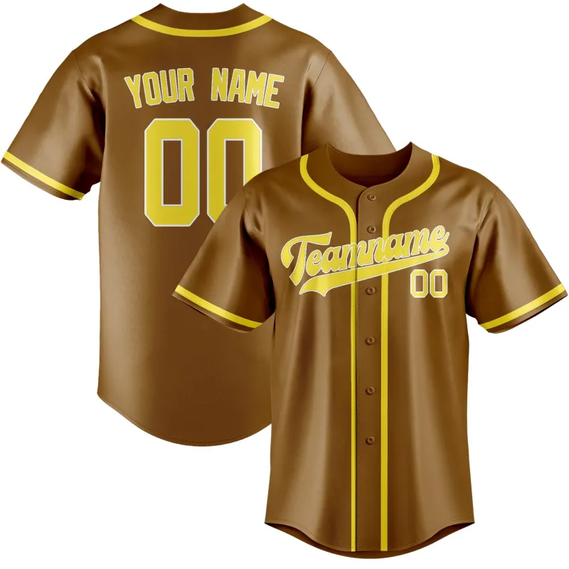 Custom Khaki Light Yellow Baseball Jersey made by Tailorly
