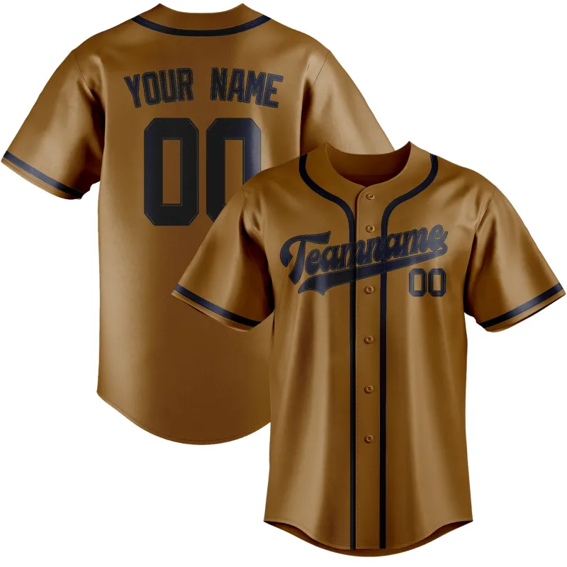 Custom Khaki Navy Baseball Jersey made by Tailorly