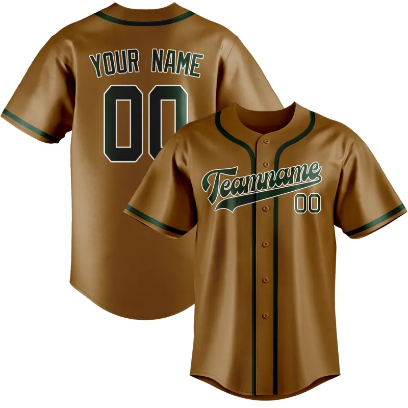 Custom Khaki Green Baseball Jersey made by Tailorly