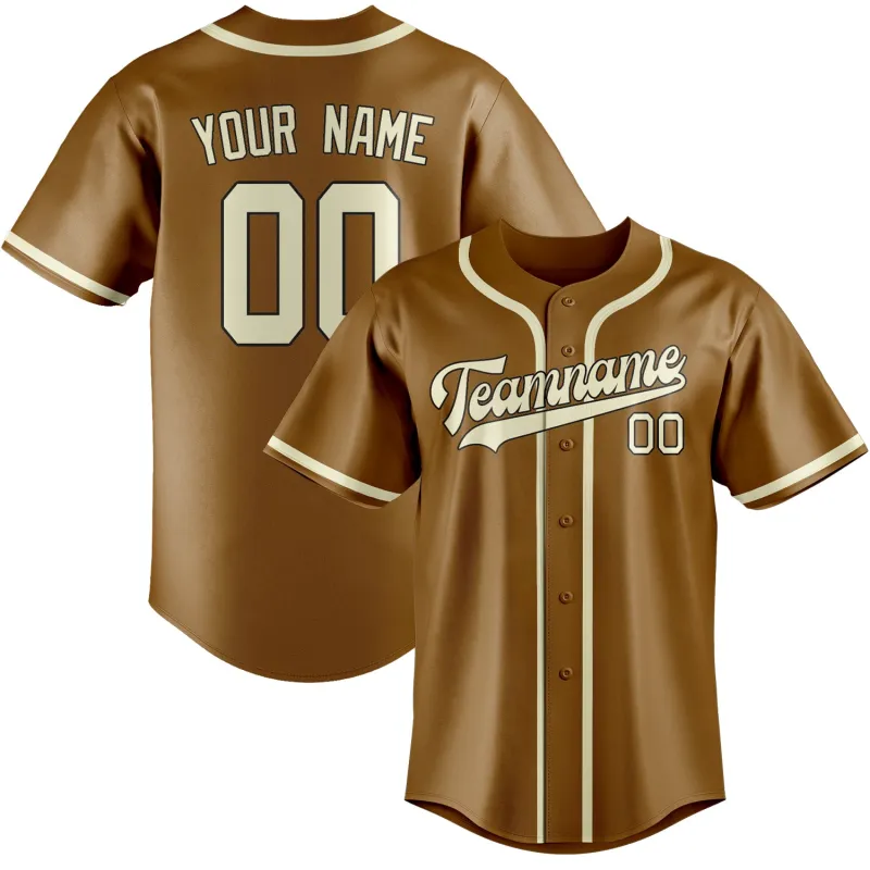 Custom Khaki Cream Baseball Jersey made by Tailorly