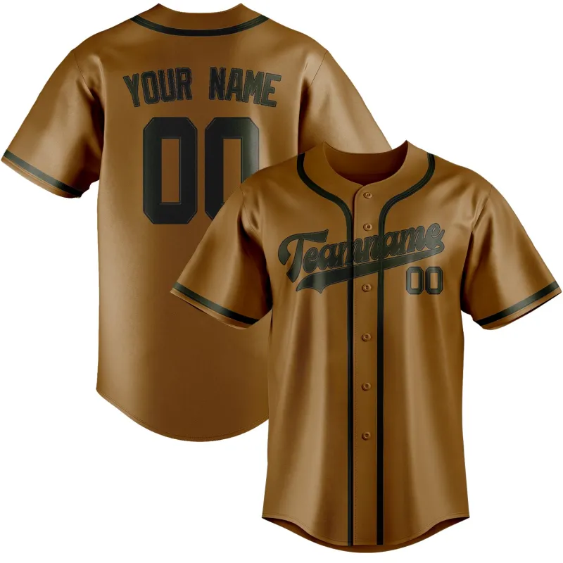 Custom Khaki Olive Baseball Jersey made by Tailorly