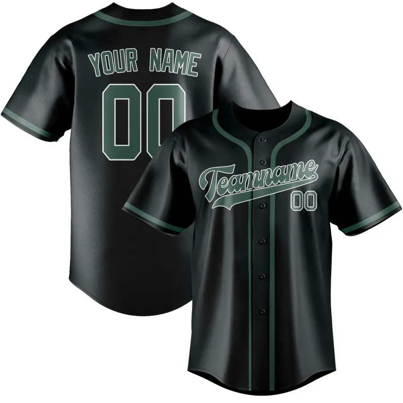 Custom Dark Grey Blue Green Baseball Jersey made by Tailorly