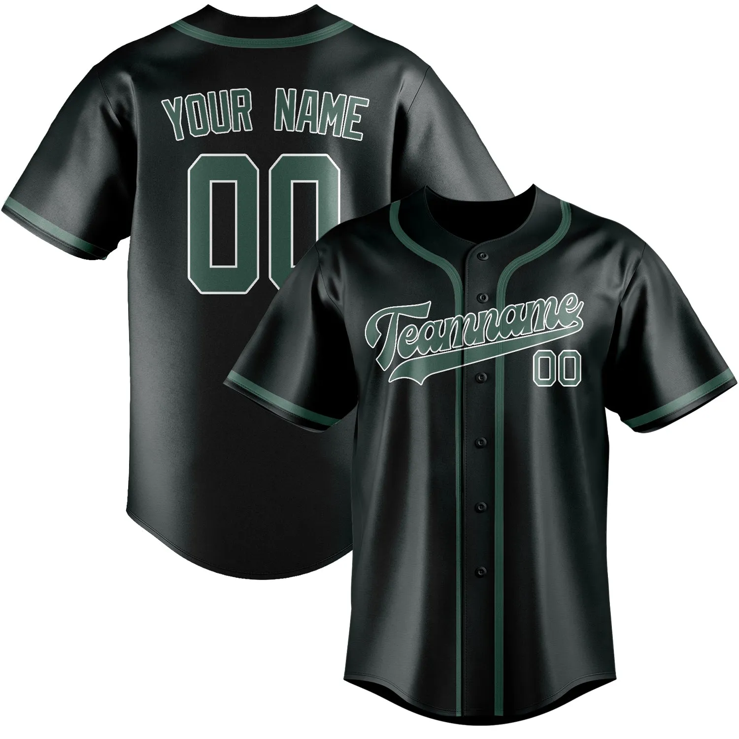 Custom Dark Grey Blue Green Baseball Jersey sold by Tailorly