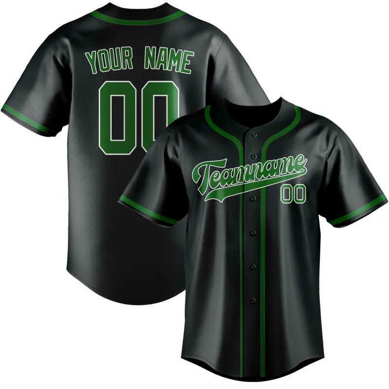 Custom Dark Grey Emerald Green Baseball Jersey made by Tailorly