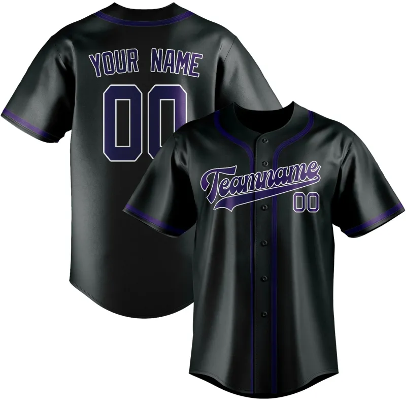 Custom Dark Grey Purple Baseball Jersey made by Tailorly