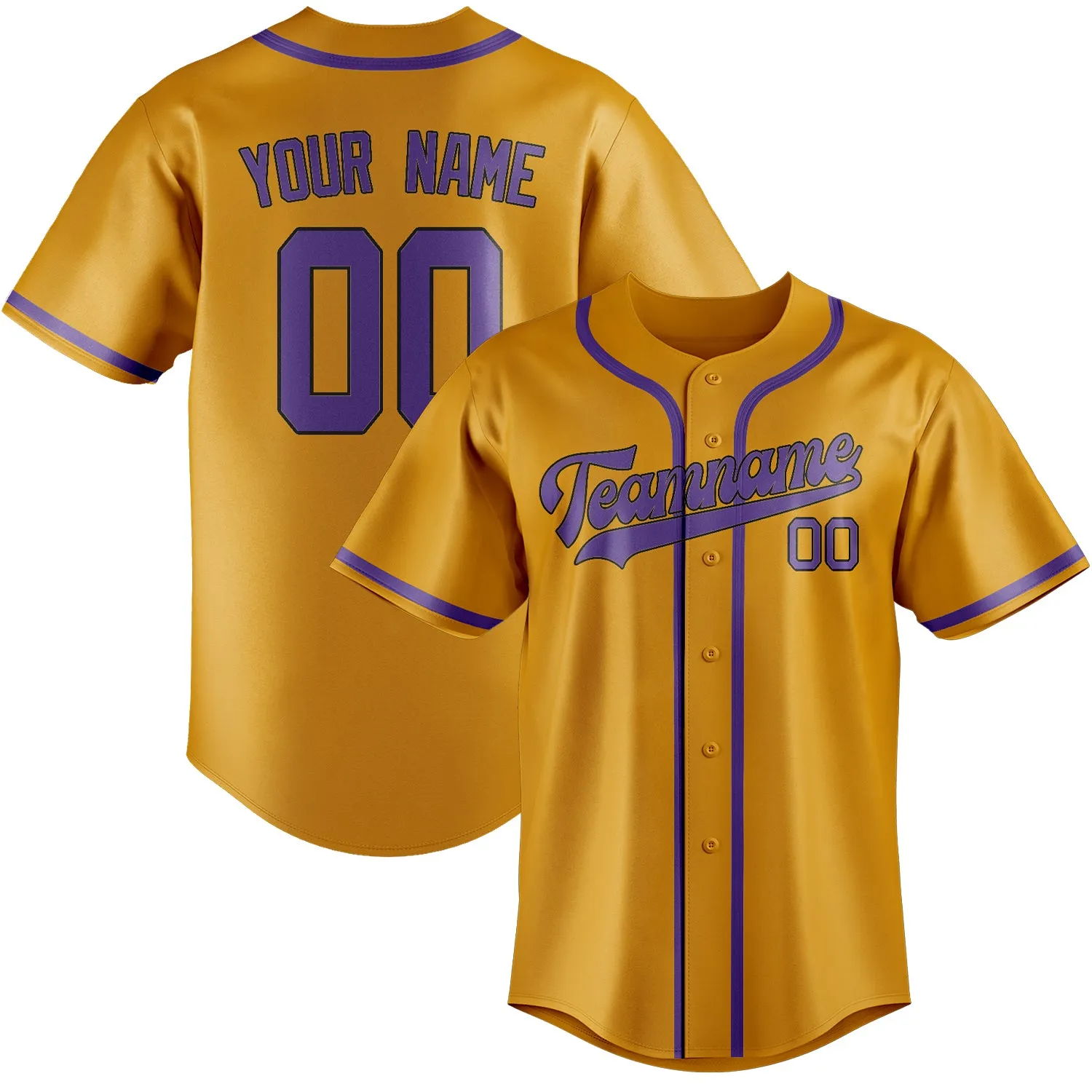Custom Yellow Light Purple Baseball Jersey sold by Tailorly