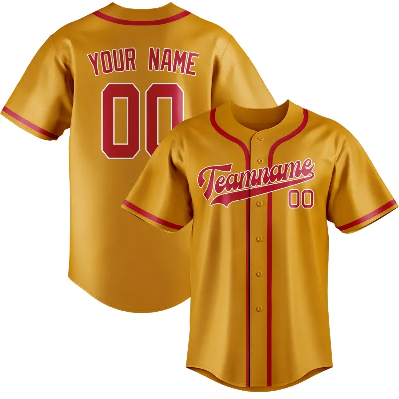 Custom Yellow Red Baseball Jersey made by Tailorly
