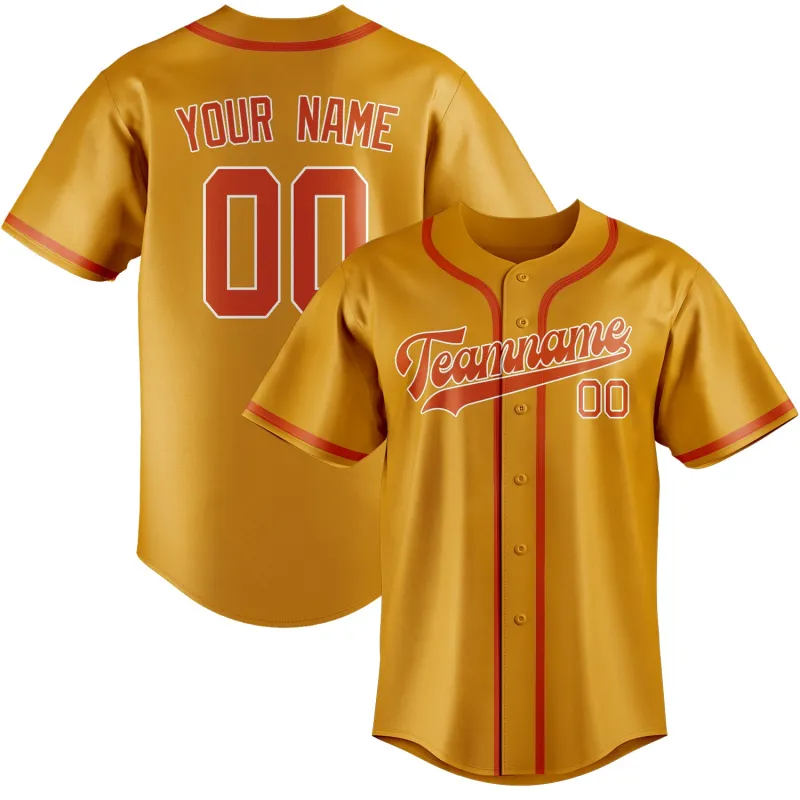 Custom Yellow Orange Red Baseball Jersey made by Tailorly