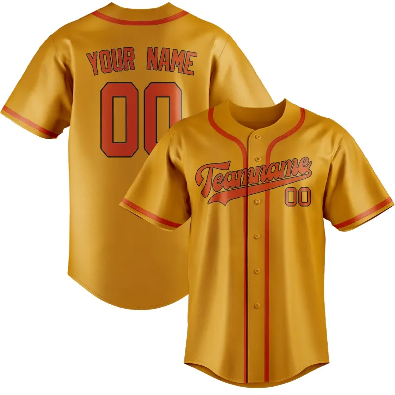 Custom Yellow Orange Red Baseball Jersey made by Tailorly