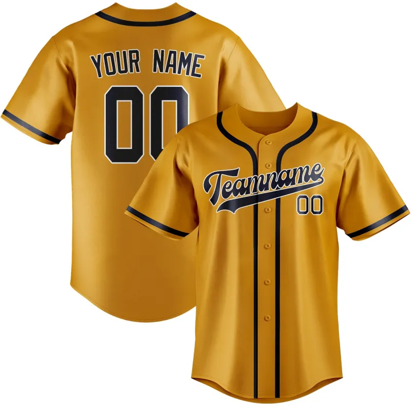Custom Yellow Navy Baseball Jersey made by Tailorly