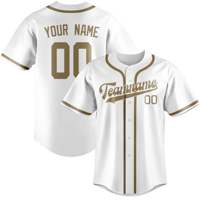 Custom White Light Khaki Baseball Jersey made by Tailorly