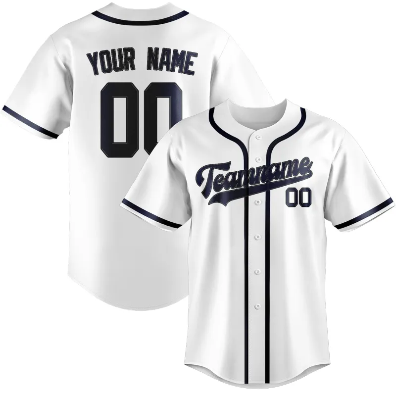Custom White Blue Baseball Jersey made by Tailorly