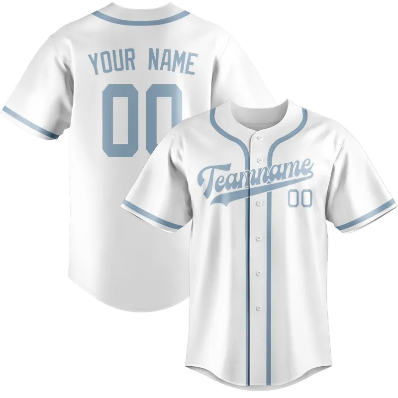 Custom White Light Blue Baseball Jersey made by Tailorly