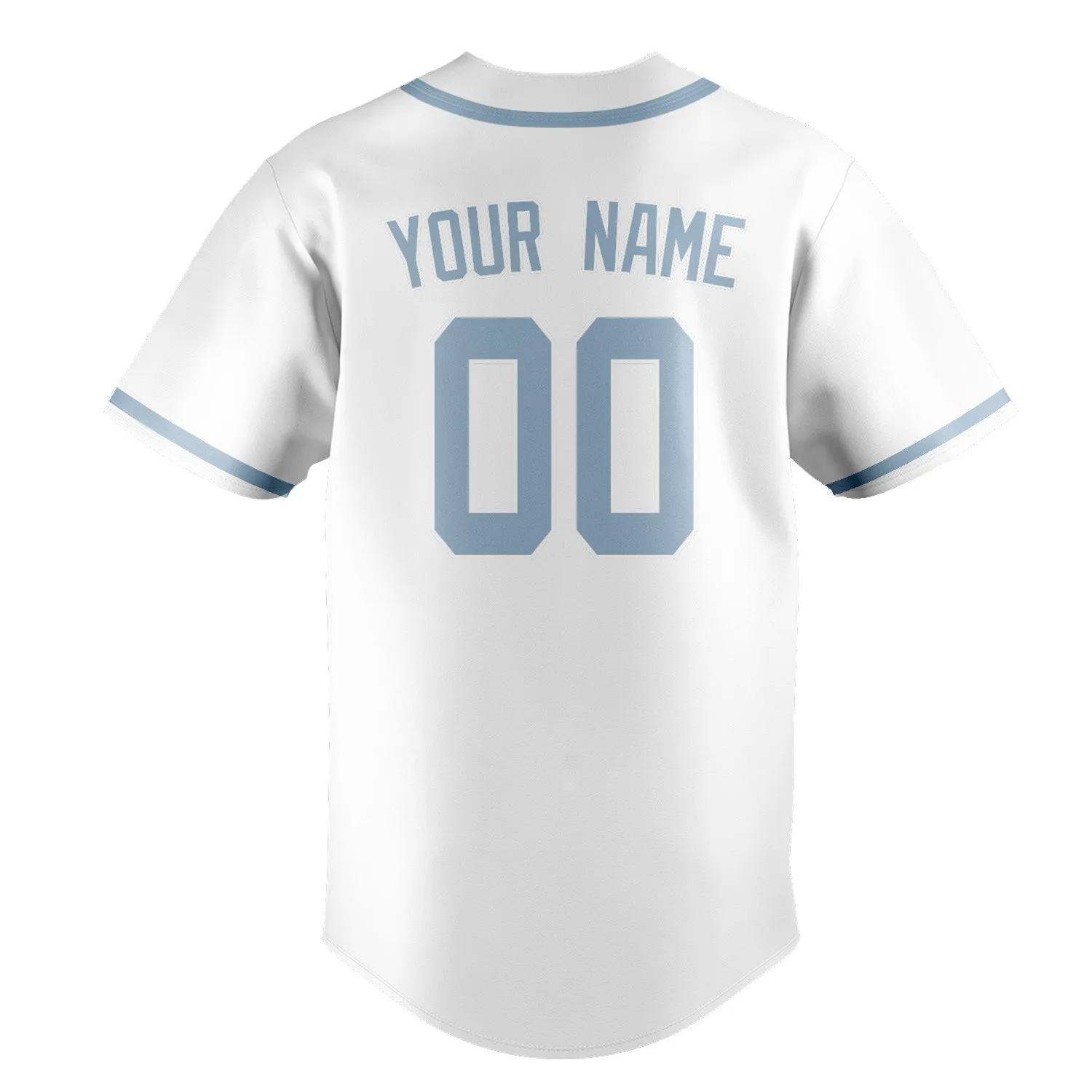 Custom White Light Blue Baseball Jersey sold by Tailorly product image thumbnail 3