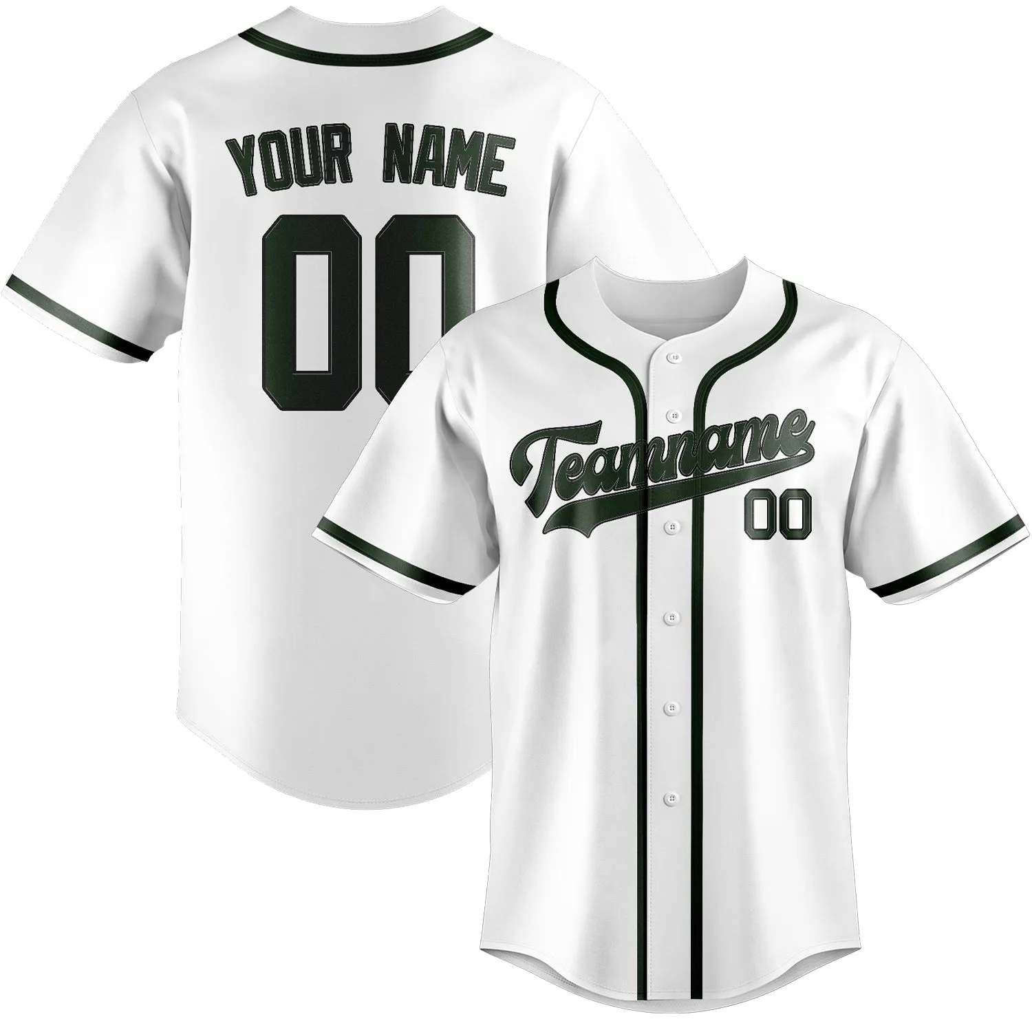 Custom White Dark Green Baseball Jersey sold by Tailorly