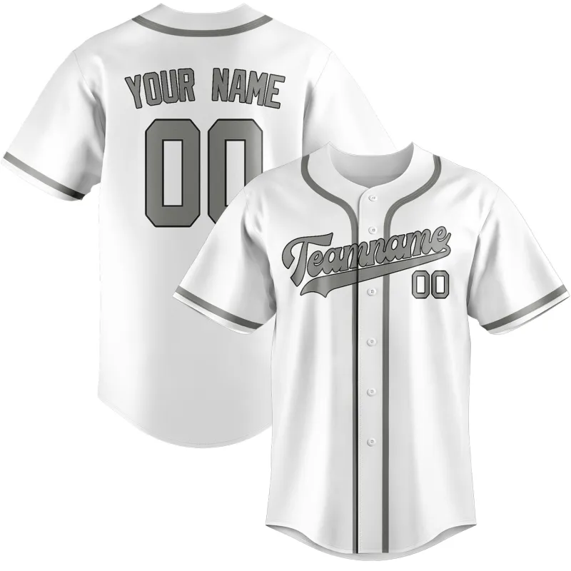 Custom White Gray Baseball Jersey made by Tailorly
