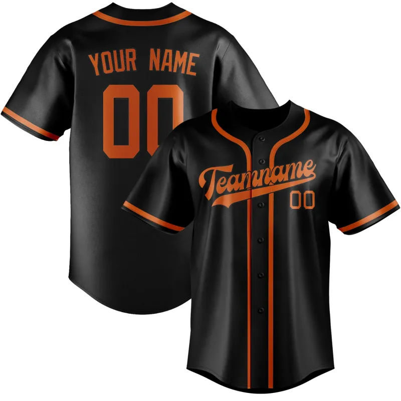 Custom Black Orange Baseball Jersey made by Tailorly