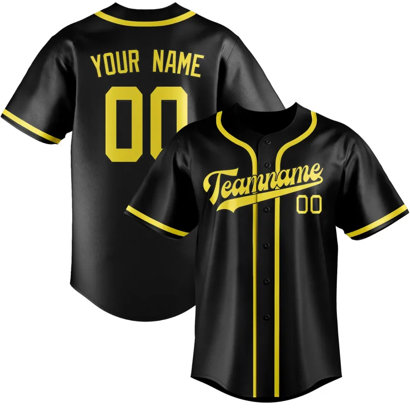 Custom Black Light Yellow Baseball Jersey made by Tailorly