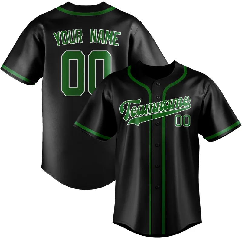Custom Black Emerald Green Baseball Jersey made by Tailorly