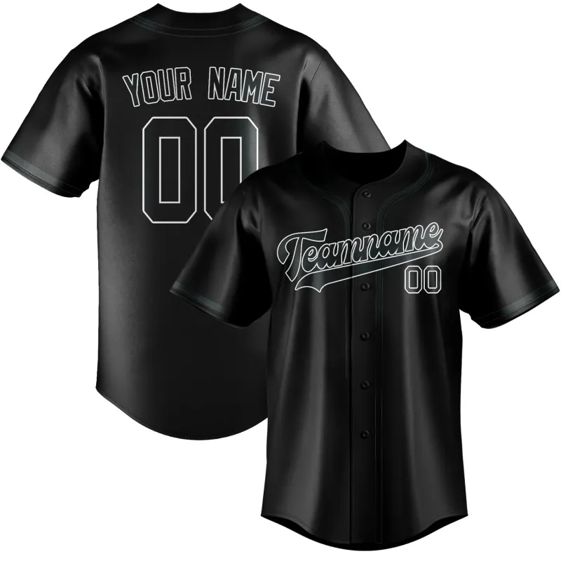 Custom Black Dark Grey Baseball Jersey made by Tailorly